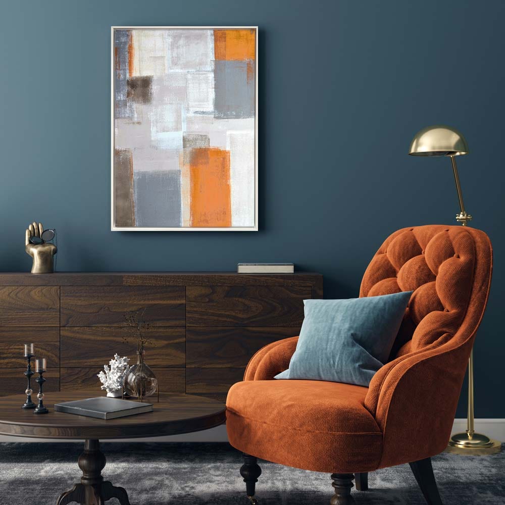 AW21 Gallery Orange Blue Square Abstract Art