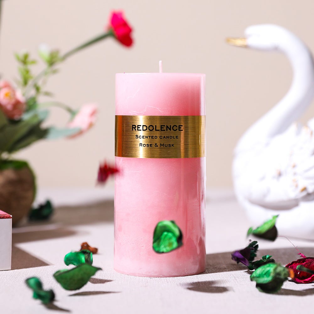 SS22 Monique Scented Pillar Candle Pink Rose & Musk 440g 7x15cm 22ZL002_3