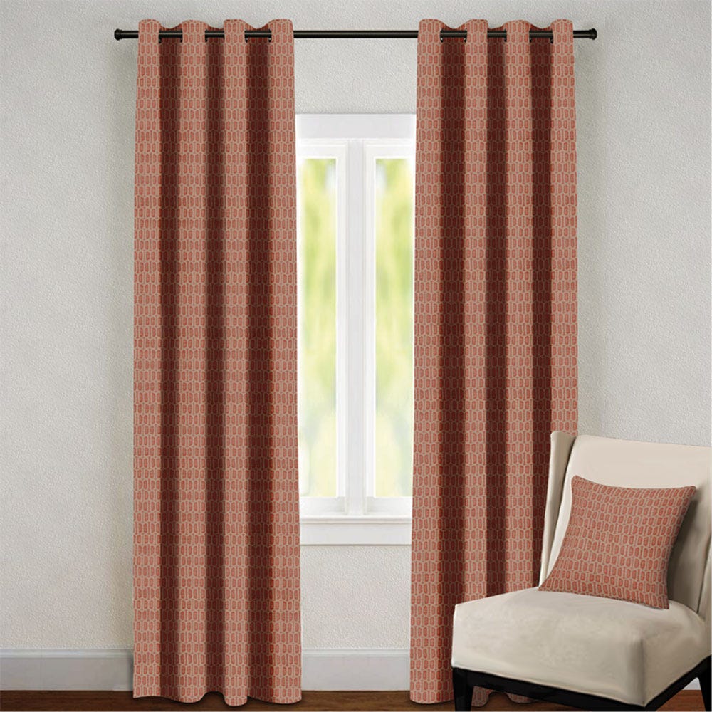 Glitz Ss Eyelet Curtain Without Lining 135X240 Cm Maroon _17696