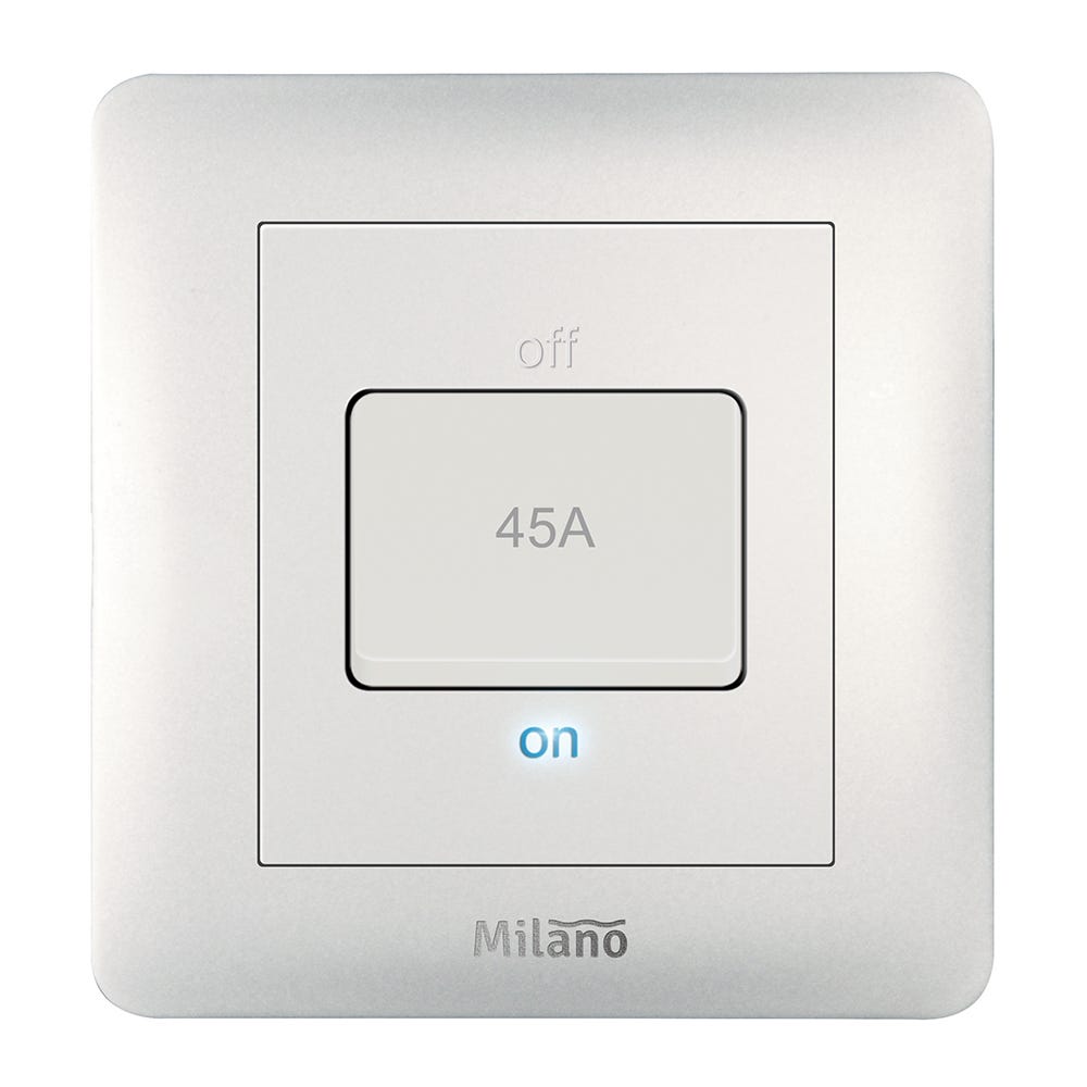 Milano 45A DP Switch with LED Indicator WH PS