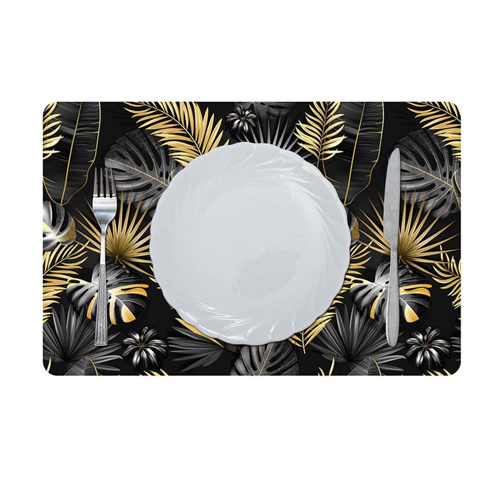 Glamour Mdf Printed Placemat GoldorBlack 43.5x28.5Cm Ada_Hk_30128