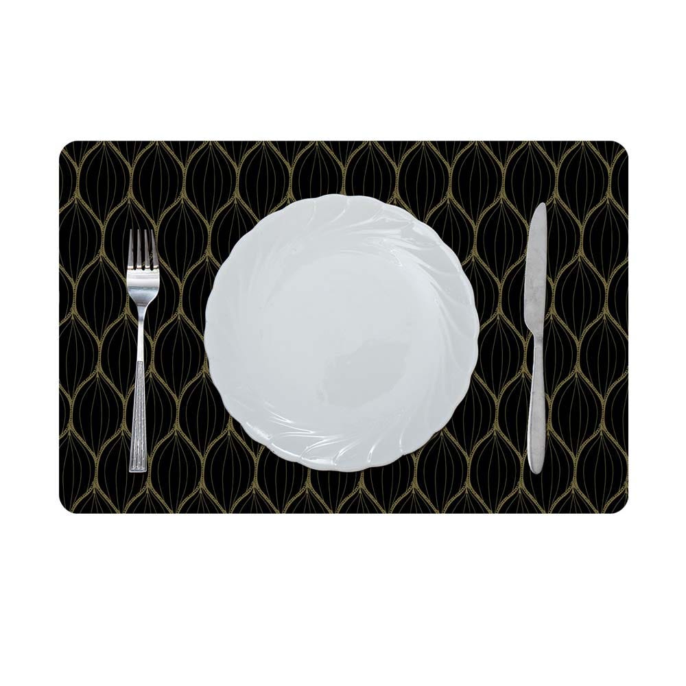 Glamour Pvc Printed Placemat BlackorGold 43.5x28.5Cm Rme_28711B