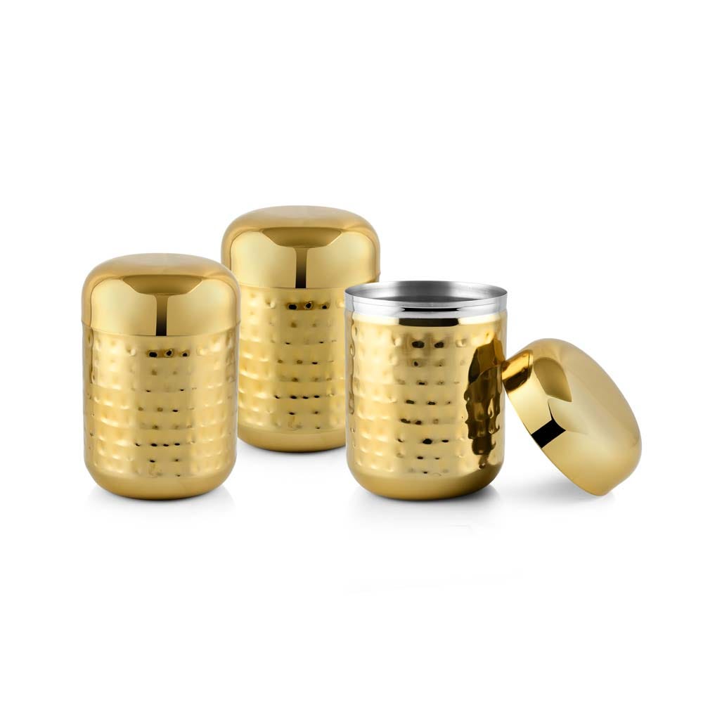 SS22 CELINA 3PC HAMMERED CANNISTER SET