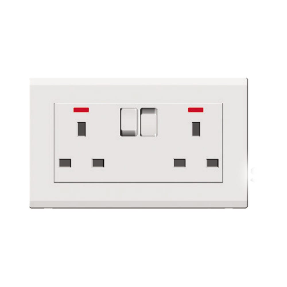 MILANO 13A 2 GANG SOCKET WITH NEON MPW _E_C14_