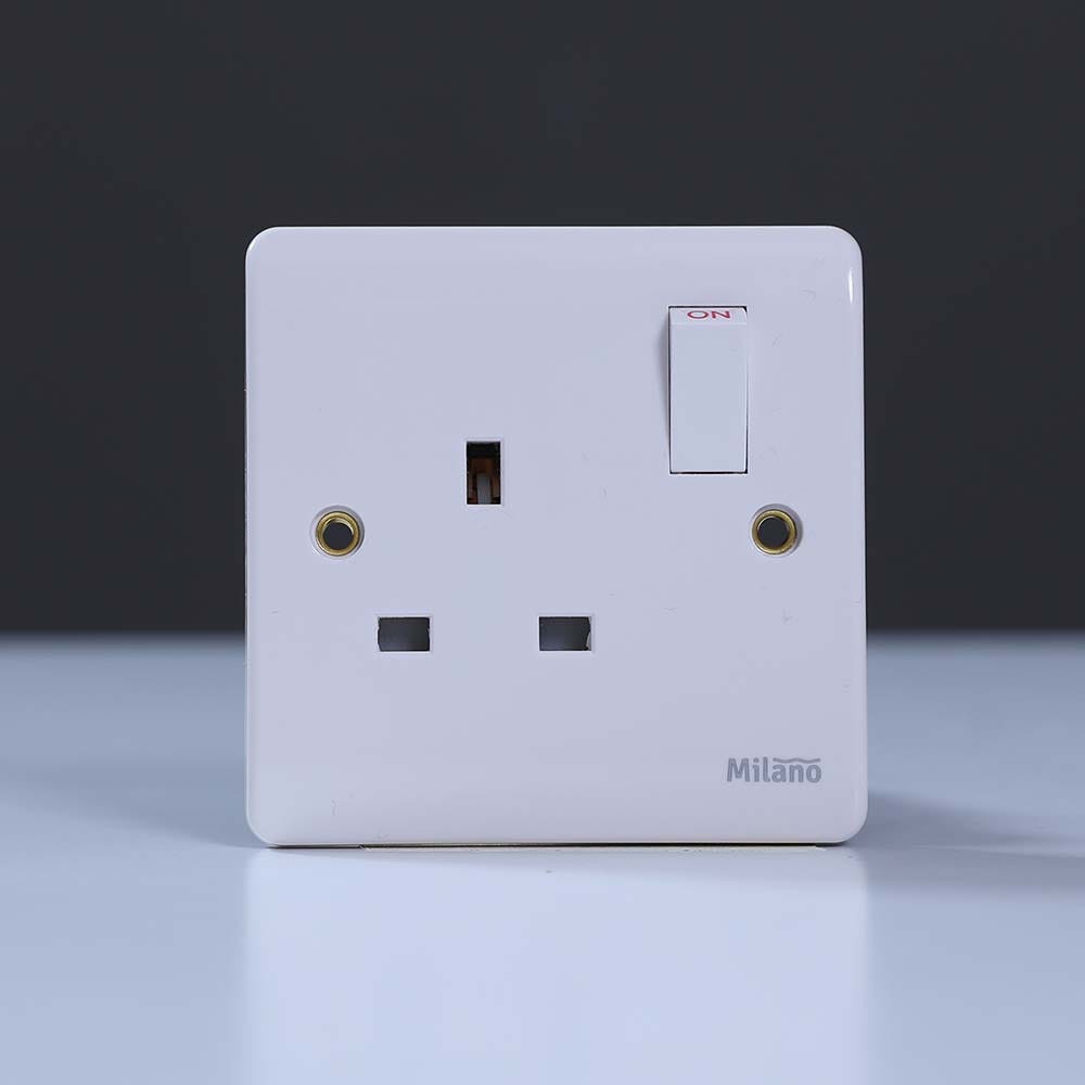 MILANO 13A 1GANG SWITCH SOCKET white _V4050_