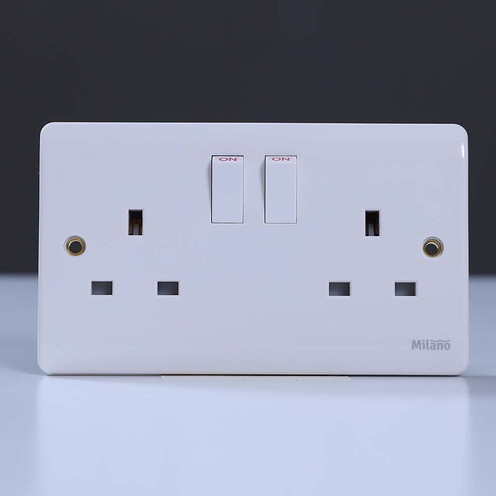 MILANO 13A 2GANG SWITCH SOCKET white _V4060_