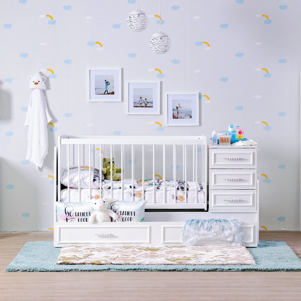 Elit Long Crib 70x130 with 5 Drawers