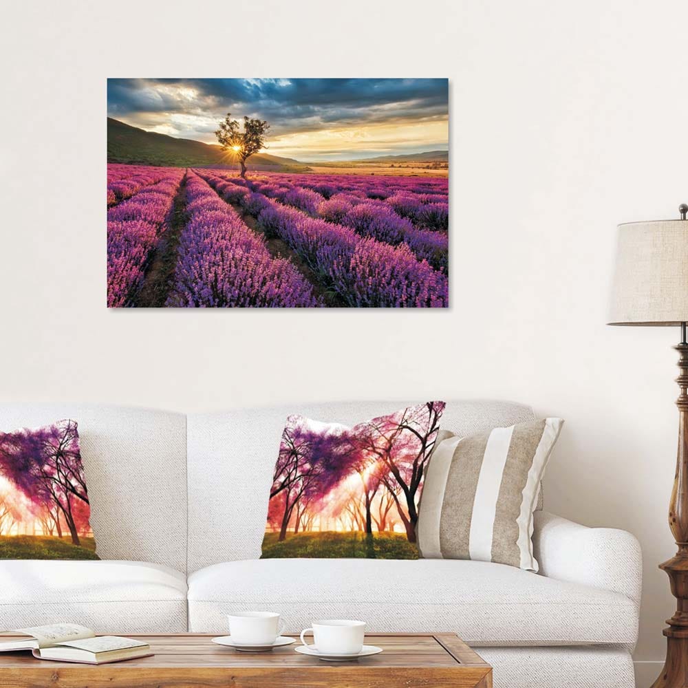 SS22 Diana Sunrise Lavender Field Tempered Glass Wall Art