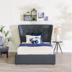 Alessandra 120X200 Hydraulic Single Bed Dark Blue