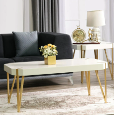 ELVIE COFFEE TABLE - WHITE / GOLDEN