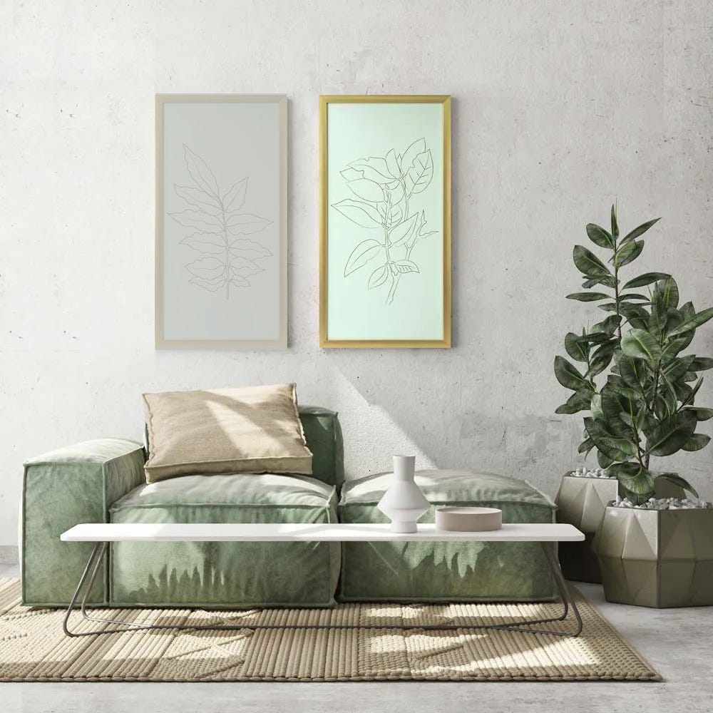 AW21 Gallery Golden Outline Plant_1 Framed Art