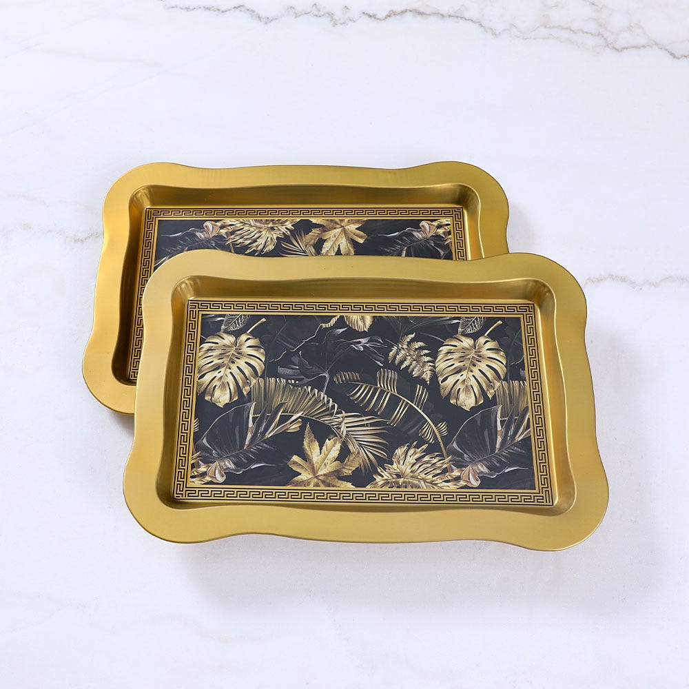 MONSTERA WAVED SERVING TRAY 2 PCS SET