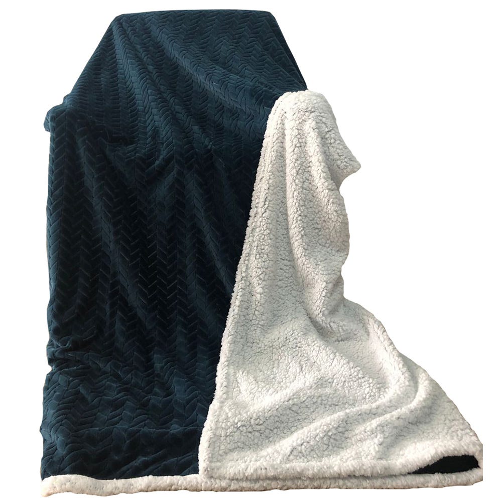 Solid Jacquard Flanel Plush Reverse Sherpa Blanket