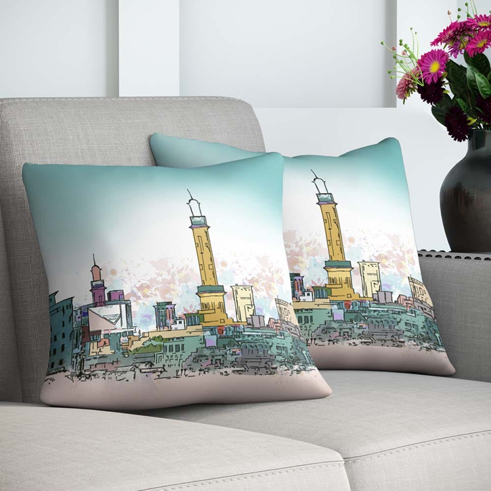 Dreamz Cushion 43x43Cm Multi City Life Filled Cushion