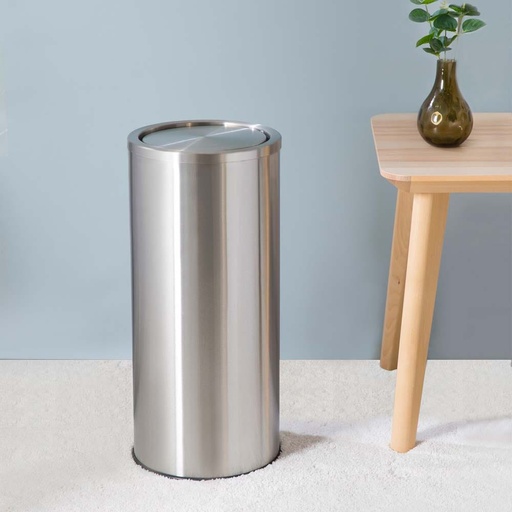 [HOM-Dan-01249] SS22 Falcon 30L Swing Dustbin SORS Matte Finish Silver 25X60.5 HCM SK13092C_002