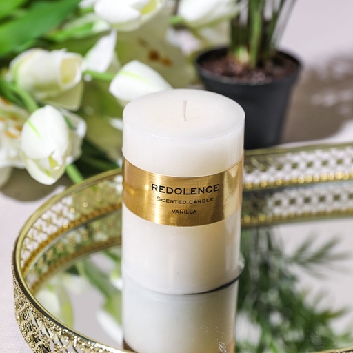 [HOM-Dan-01266] SS22 Monique Scented Pillar Candle Ivory Vanilla 300g 7x10cm 22ZL003_3