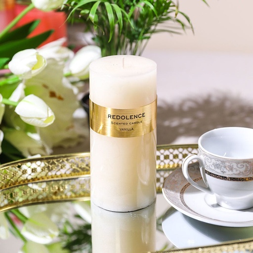 [HOM-Dan-01267] SS22 Monique Scented Pillar Candle Ivory Vanilla 440g 7x15cm 22ZL003_4