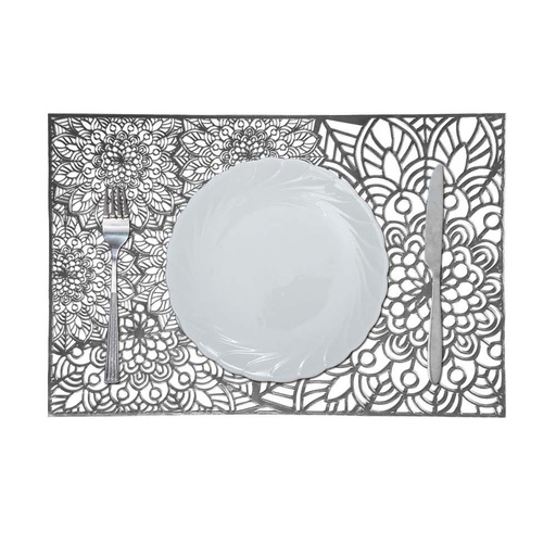 [HOM-Dan-01650] Glamour Laser Cutting Placemat Silver 45x30Cm Pfm_Lc_81947_Silver