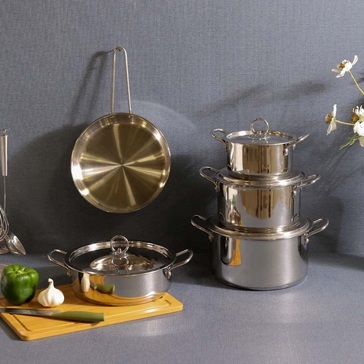 [HOM-Dan-01896] SS22 CELINA 9 PC ENCAPSULATED BOTTOM COOKWARE SET