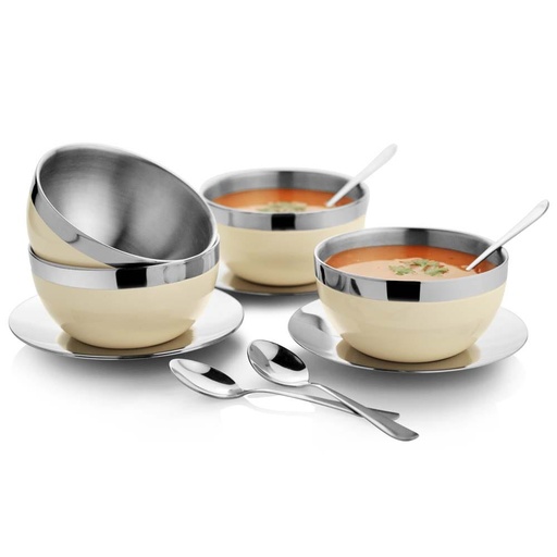 [HOM-Dan-01897] SS22 CELINA 12 PC SOUP BOWLS SET WITH PLATE & SPOON