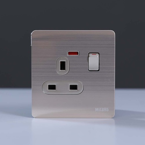 [ELE-Dan-01931] MILANO 13A SOCKET WITH NEON GD _A66_C12_