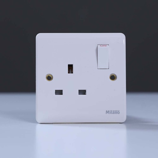 [ELE-Dan-01939] MILANO 13A 1GANG SWITCH SOCKET white _V4050_