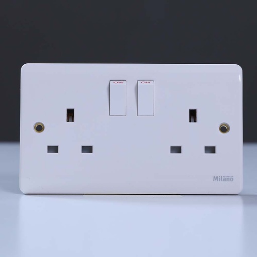 [ELE-Dan-01940] MILANO 13A 2GANG SWITCH SOCKET white _V4060_