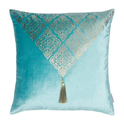 [HOM-05100] Edria Viscose Velvet With Metallic Foil Printed Filled Cushion