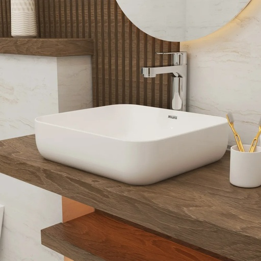 [SAN-05114] Milano Countertop Art Basin model no-8438 Square White 390*390*135 - Made in China