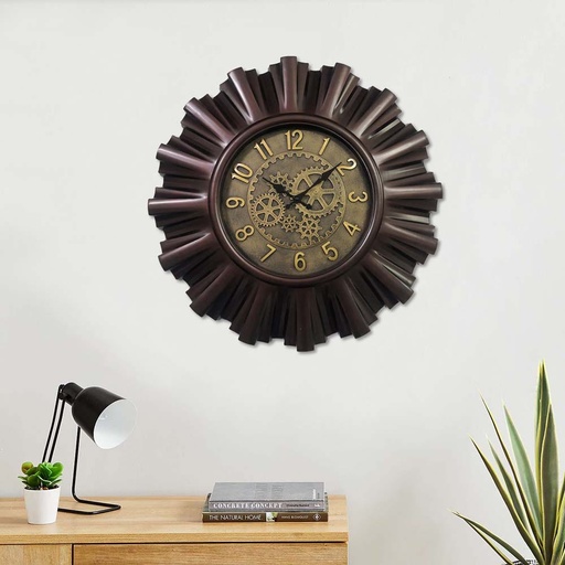 [HOM-Dan-00627] AW21 Lexie Wall Clock Brown 23 Inch