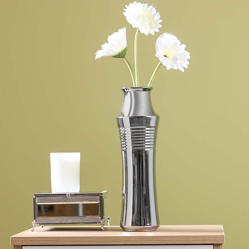 [HOM-Dan-00632] SS22 Cellena Stripe Vase Silver 10.5x34CM