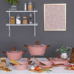 RADIANT PINK 9 PCS GRANITE COOKWARE SET