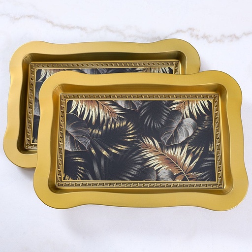 [HOM-Dan-00859] ARECA WAVED SERVING TRAY 2 PCS SET